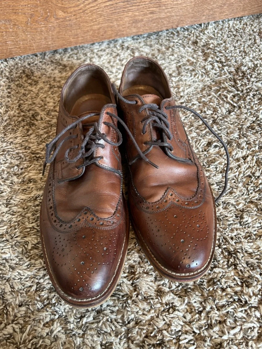 Johnston & Murphy Men’s Conard Wingtip Mahogany Italian Calfskin Oxford Brogue